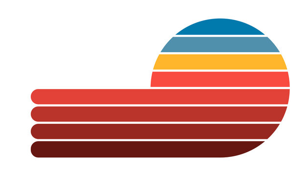 Sun 80s in retro style. Retro sunset collection. Set
