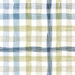 Gingham seamless pattern. watercolors checkered plaid, rustic tartan background, vector spring picnic textile, rustic farmhouse print