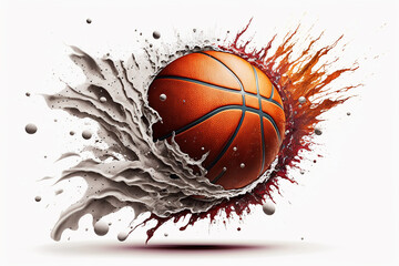 Fototapeta na wymiar Basketball and splash background with generative ai technology