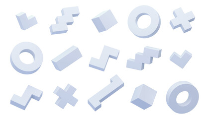 White geometric shapes, 3d render