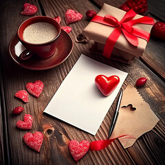 valentines day card with heart shaped box