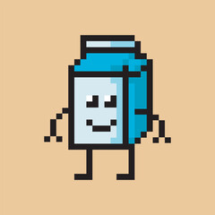 milk box character in pixel art style