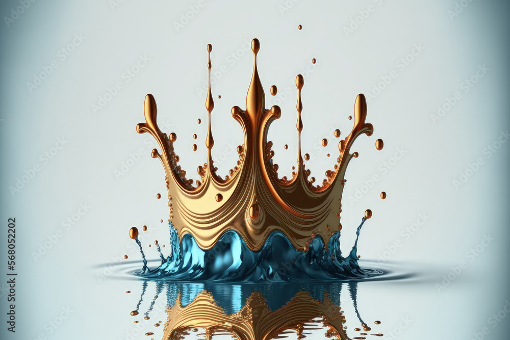 Poster water splash with a crown like reflection. generative ai