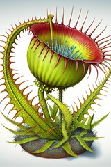 Botanical drawing Carnivorous Plant. (Note this is a fictional plant illustration and not a real plant species)