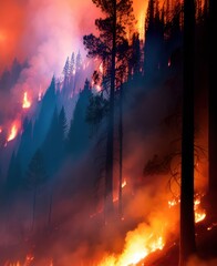 forest fire during the night  with Generative AI