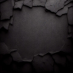 Black stone wall texture background. Generative AI