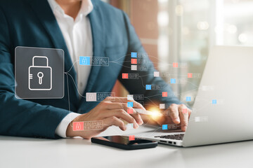 cybersecurity and privacy concept of data protection, secure encryption technology, secure internet...