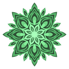 Clip art with green tribal vintage pattern