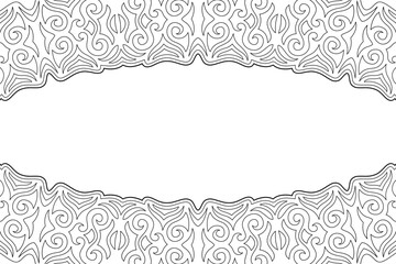 Line art for coloring book with vintage border