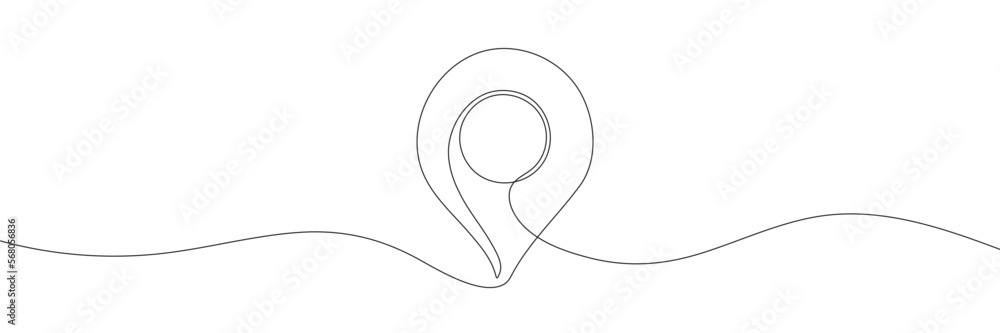 Aufkleber continuous card pin line background. background for drawing the location with one line. vector illus