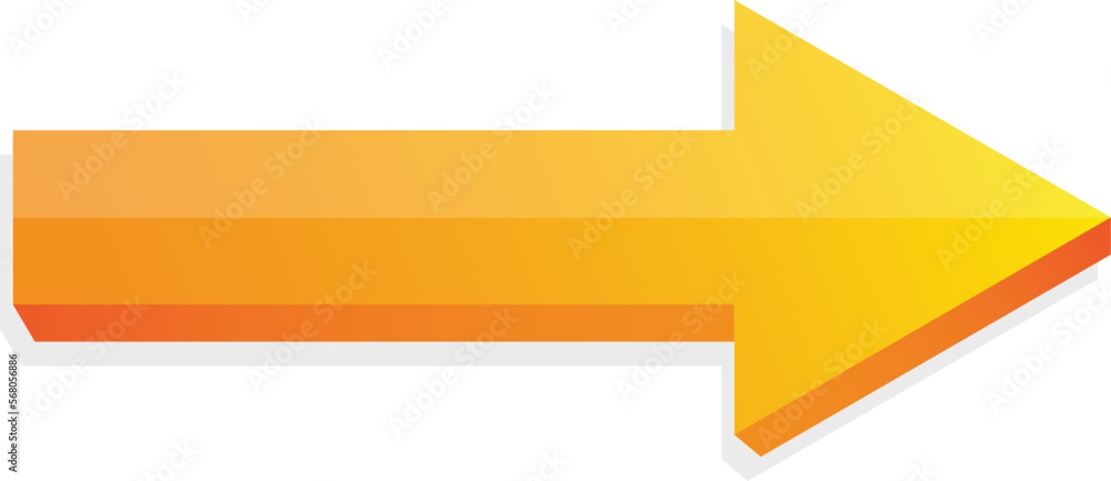 Wall mural 3d yellow arrow left direction icon on a transparent background, arrow icon illustration vector for 