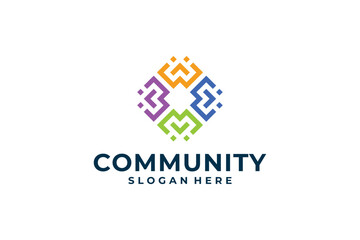 Fototapeta na wymiar Teamwork community social human network logo design