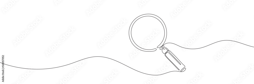 Poster one continuous line of magnifying glass. continuous line drawing of a magnifying glass. vector illus