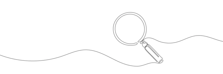 Papier Peint photo autocollant Une ligne One continuous line of magnifying glass. Continuous line drawing of a magnifying glass. Vector illustration