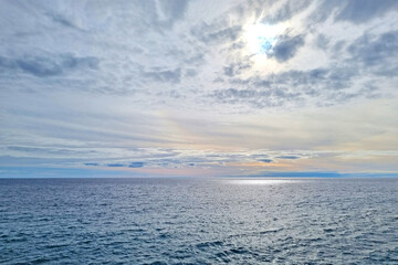 Fototapeta na wymiar View of the sky and the sea. Sunset. Sea view.