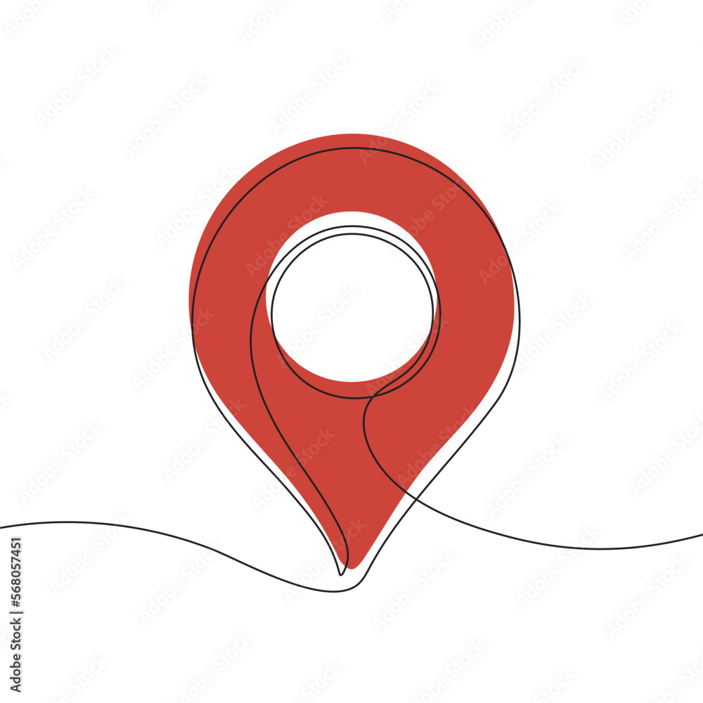 Aufkleber continuous card pin line background. background for drawing the red location with one line. vector i