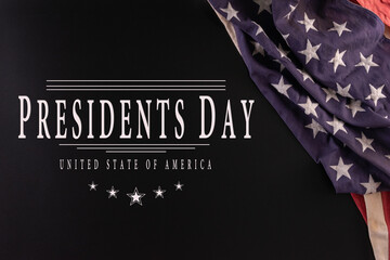 Happy presidents day concept with flag of the United States for top view