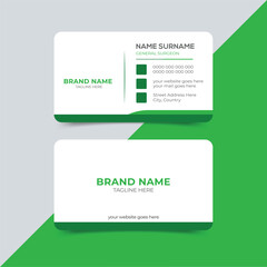 Medical doctor business card design template for hospital, Modern clinic healthcare front, and back side view vector design
