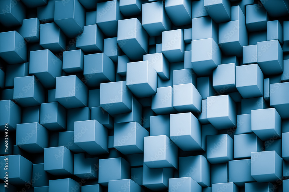 Aufkleber abstract background of cube blocks wall stacking blue design for cubic wallpaper background . admira