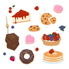 Dessert collection with hand draw style