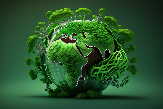 Make This Title Attractive To People Or Buyers: Illustration Of Planet Earth Thriving With Lots Of Greenery And Leaves, Eco, Green, Health, World Health Day. Ai Generative.