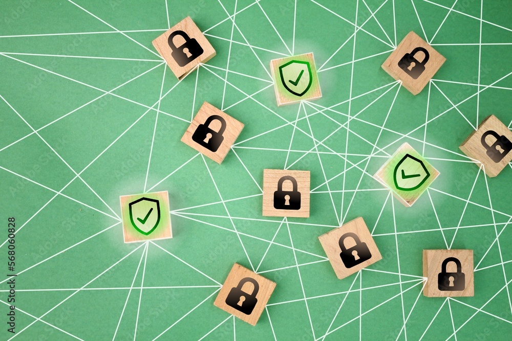 Poster lock icon and protection in one extension. cyber security concept. security interface. cybersecurity