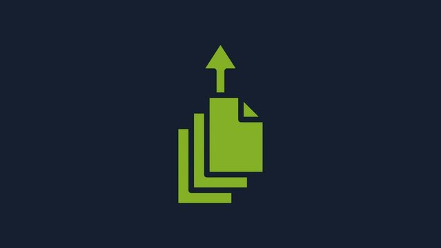 Yellow Data export icon isolated on blue background. 4K Video motion graphic animation