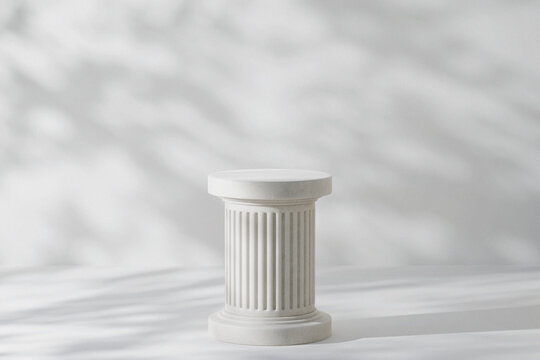 luxury cylindrical podium product display 3d rendering background in classic greek column with cinematic lighting