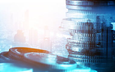 Finance and money technology background concept of business prosperity and asset management ....
