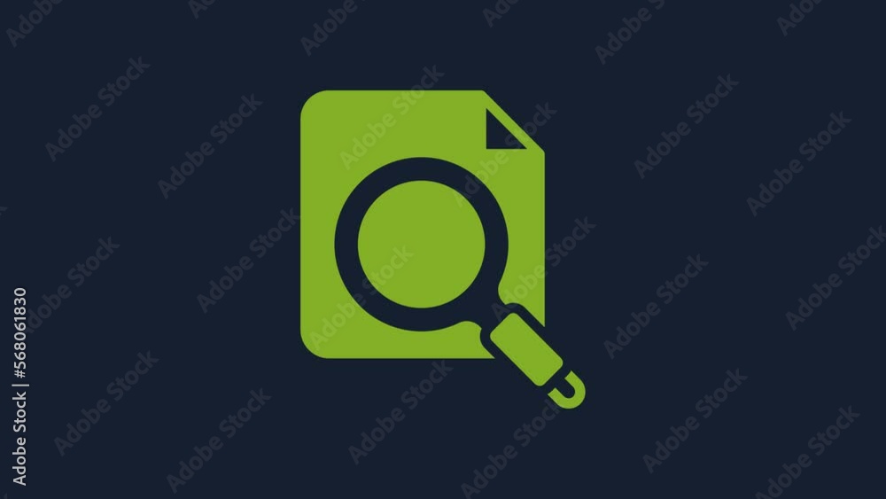 Poster yellow search concept with folder icon isolated on blue background. magnifying glass and document. d