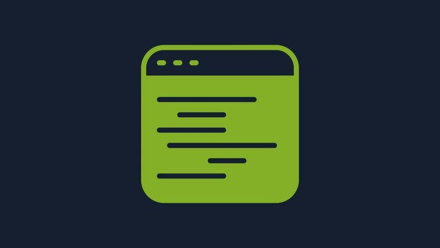 Yellow Software, web developer programming code icon isolated on blue background. Javascript computer script random parts of program code. 4K Video motion graphic animation