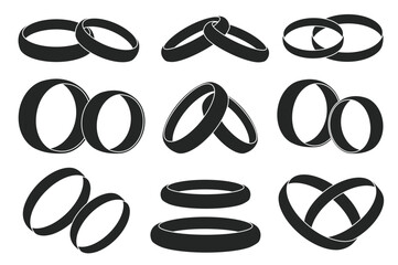 Wedding ring vector black set icon. Isolated black set icon jewelry for engagement.Vector illustration wedding ring on white background.