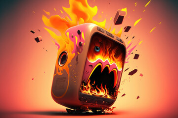 the mobile wireless speaker's 18650 Lithium ion battery bursting into flames. Generative AI