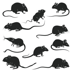 Mouse of animal isolated black set icon. Vector illustration mouse of animal on white background.Vector black set icon rodent.