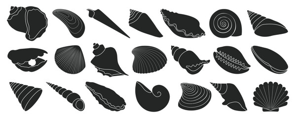 Shell vector black set icon. Vector illustration set shell sea. Isolated icon black seashell on white background .