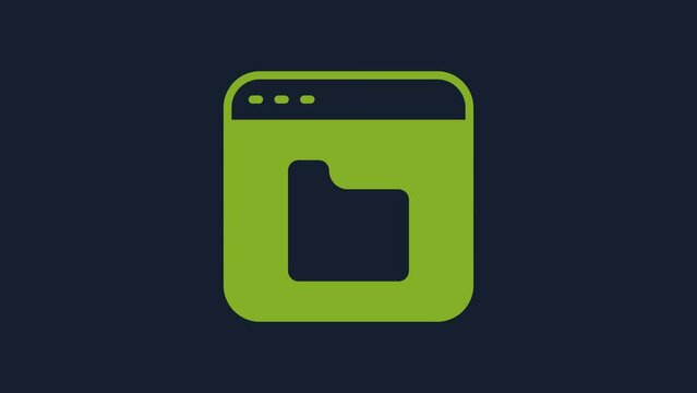 Yellow Browser files icon isolated on blue background. 4K Video motion graphic animation