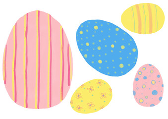 set of easter eggs, digital abstract watercolor