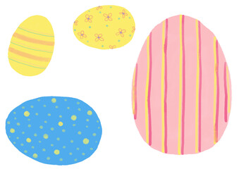 set of easter eggs, digital abstract childlike watercolor