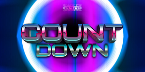 Retro text effect countdown futuristic editable 80s classic style with experimental background, ideal for poster, flyer, social media post with give them the rad 1980s touch