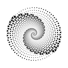 Abstract dotted vector background. Halftone effect with triangles. Spiral dotted background or icon. Yin and yang style.