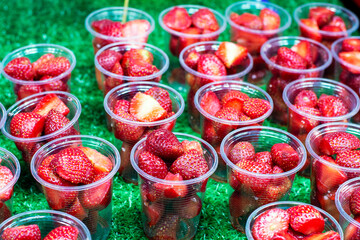 strawberries in a glass bowl