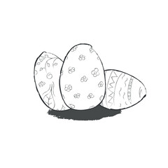Easter eggs Hand drawn decorative elements in vector for coloring book. Black and white. Vector illustration