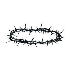 Crown of thorns hand drawn illustration on white background. . Vector illustration