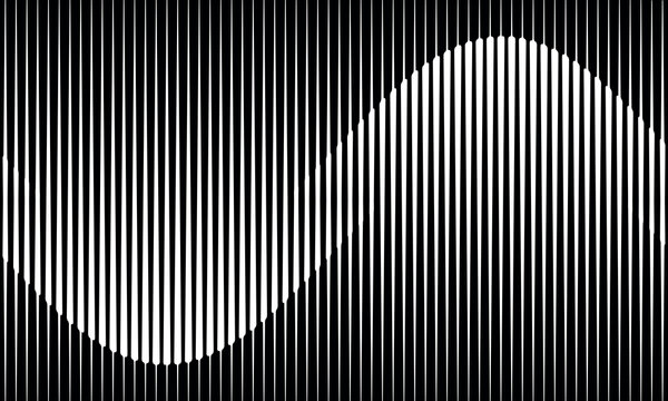 Abstract art geometric background with vertical lines. Optical illusion with waves and transition.