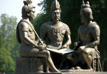 Obraz premium Thailand's Three Kings Monument is in Chiang Mai. Generative AI