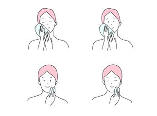 スキンケアをしている女性3  美容イラスト