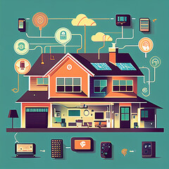 Smart home automation and internet of things (IOT) illustration