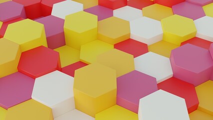 Colorful Hexagon Background, 3D Render Abstract Background Texture