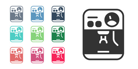 Black Coffee machine icon isolated on white background. Set icons colorful. Vector