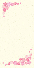 桜と金箔の和風フレーム 背景 テクスチャ バナー/縦長・黄色